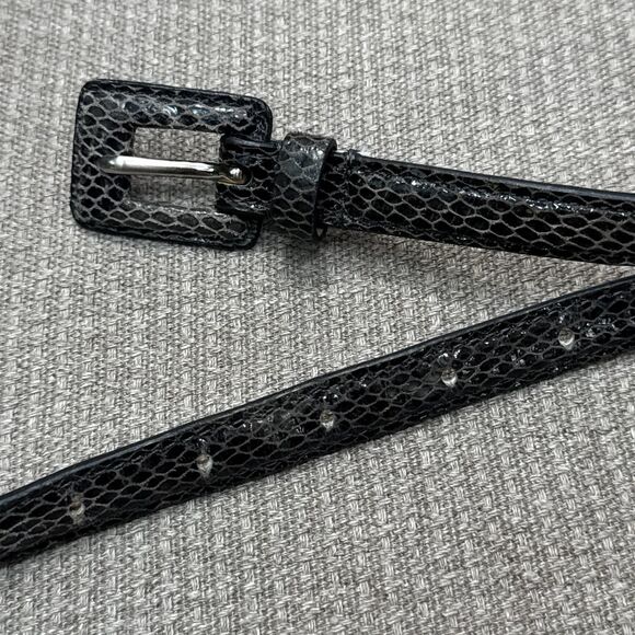 Vintage Ann Taylor classic preppy Black snake skin leather belt - Picture 4 of 6